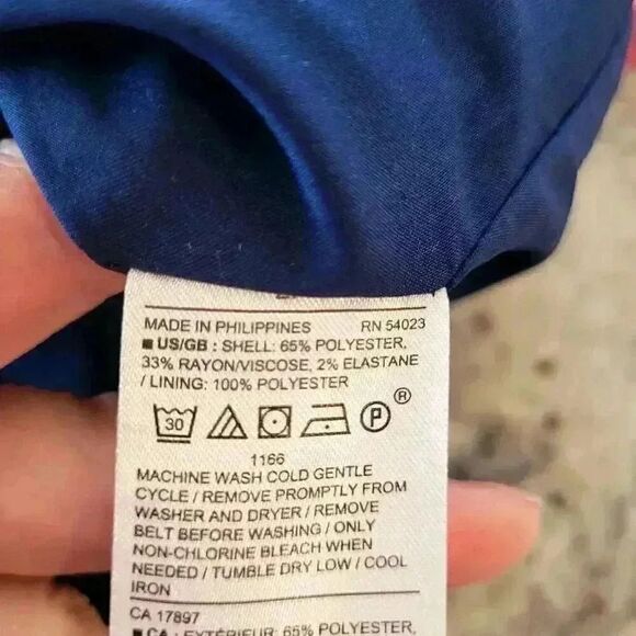 Banana Republic Women's Navy Poly/Rayon/Spandex Plaid Pencil Skirt w Tie Belt & - Picture 10 of 10